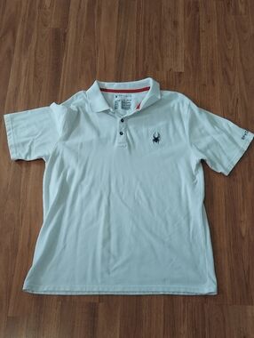Spyder Men's White Polo with Black Logo and Red Trim